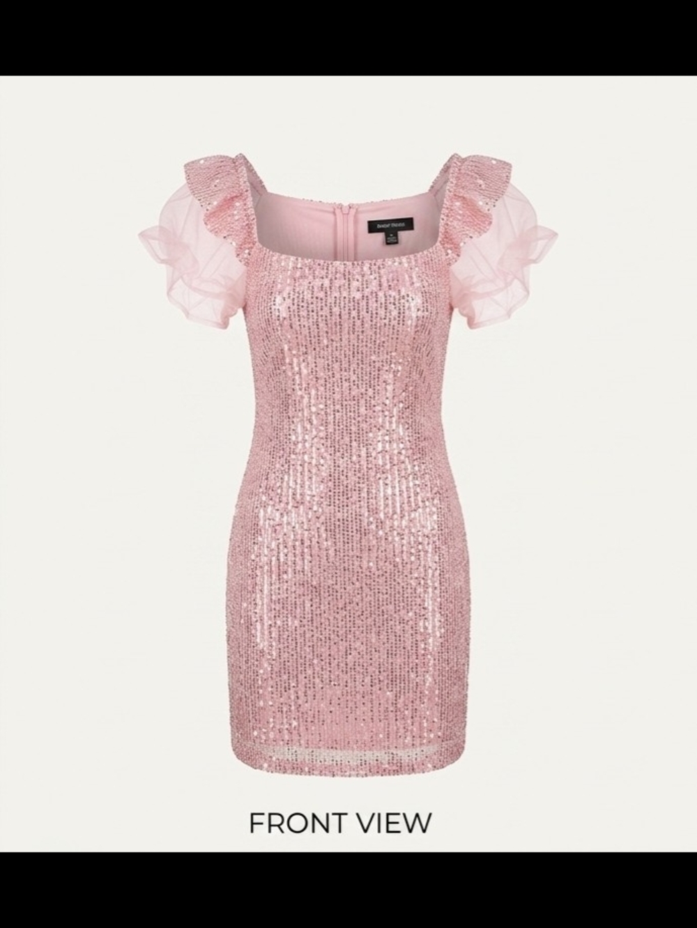 Pink Sequin Puff-Sleeve Mini Dress